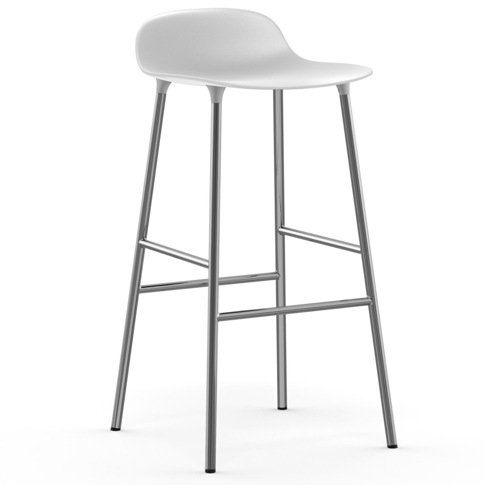 White bar stools with store chrome legs