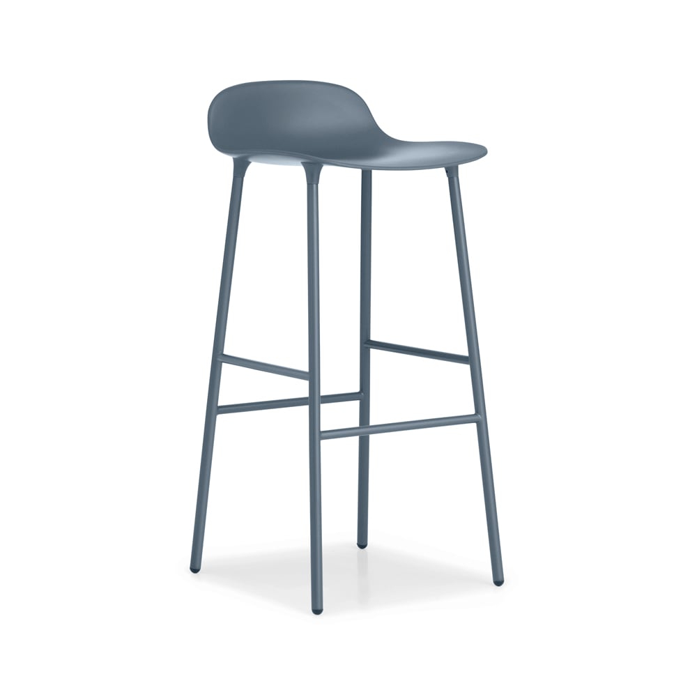 Normann Copenhagen Form Barstool high Blue, blue-lacquered steel legs