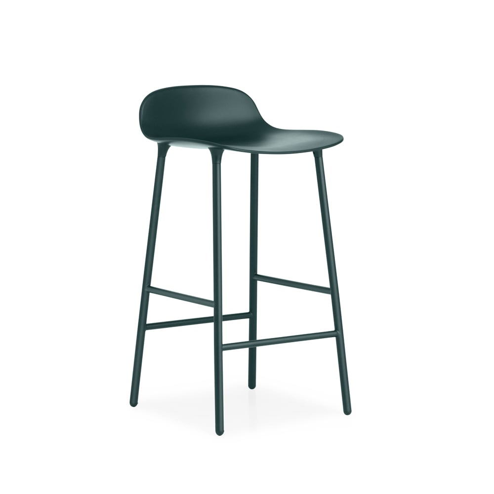 Normann Copenhagen Form barstool low Green, green-coated steel legs