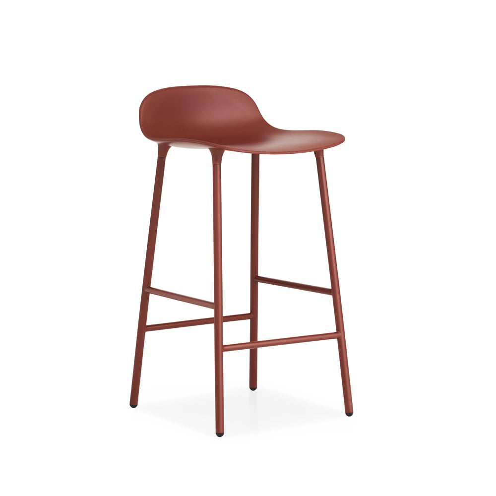 Normann Copenhagen Form barstool low Red, red-coated steel legs