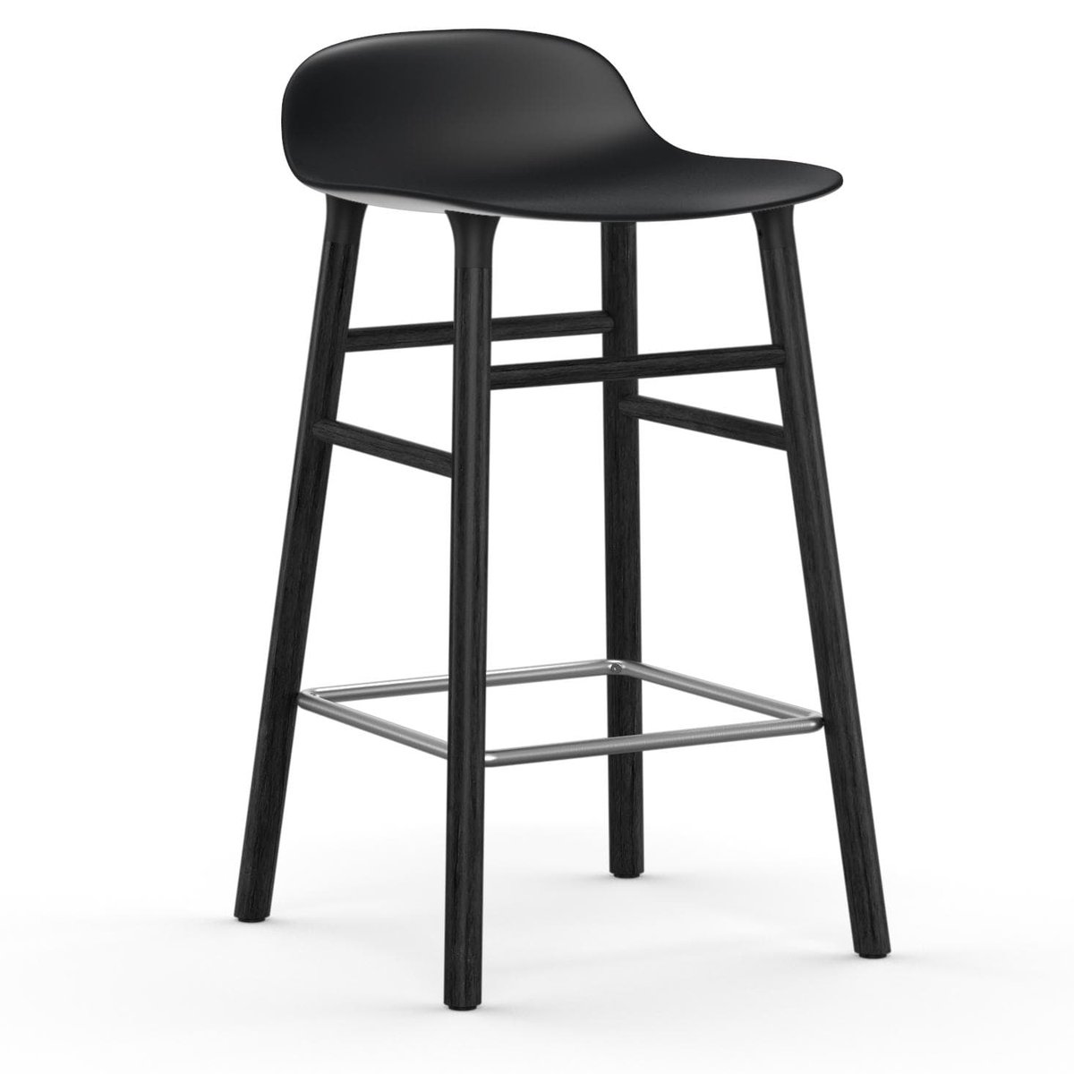 Normann Copenhagen Form Chair barstool varnished oak legs 65 cm Black