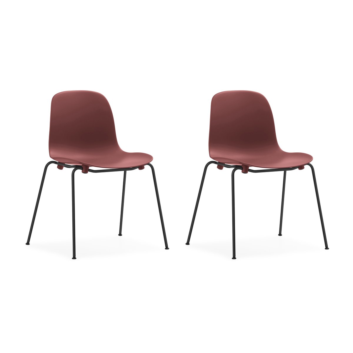 Normann Copenhagen Form Chair stackable chair black legs 2-pack, Red Red