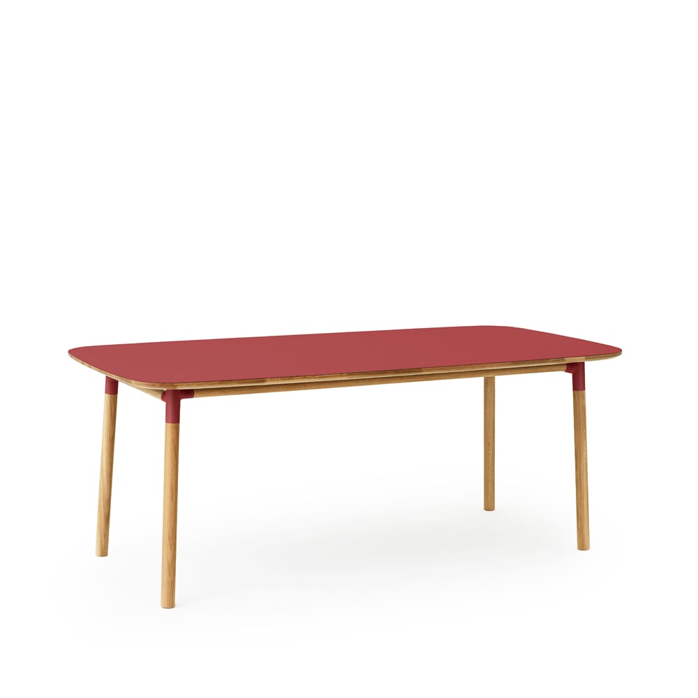 Normann Copenhagen Form dining table Red. oak legs. 95x200 cm