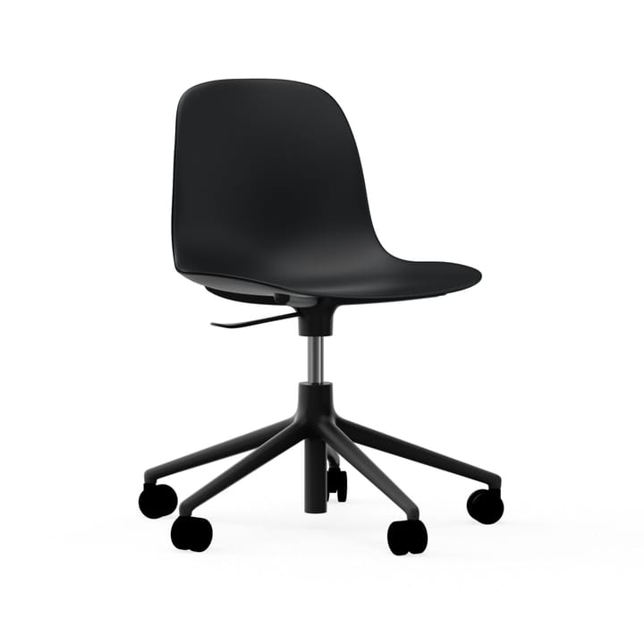 Form swivel chair, 5W office chair, Black, black aluminium, wheels Normann Copenhagen