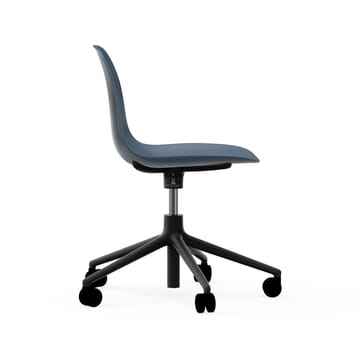 Form swivel chair, 5W office chair - Blue, black aluminium, wheels - Normann Copenhagen