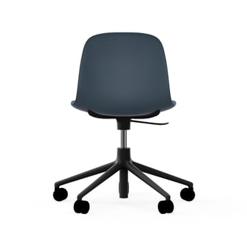 Form swivel chair, 5W office chair - Blue, black aluminium, wheels - Normann Copenhagen