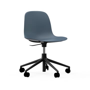 Form swivel chair, 5W office chair - Blue, black aluminium, wheels - Normann Copenhagen