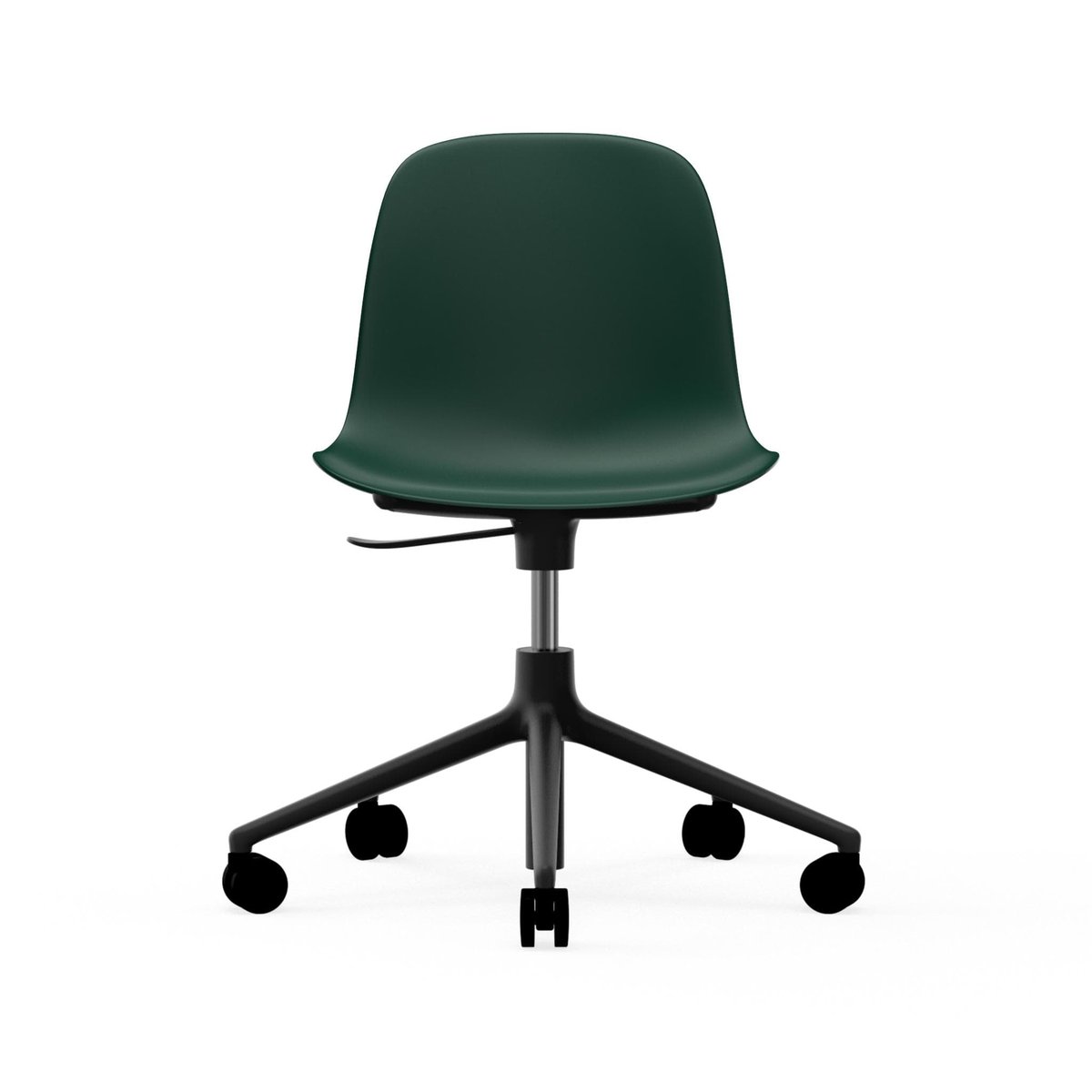 Normann Copenhagen Form swivel chair, 5W office chair Green, black aluminium, wheels