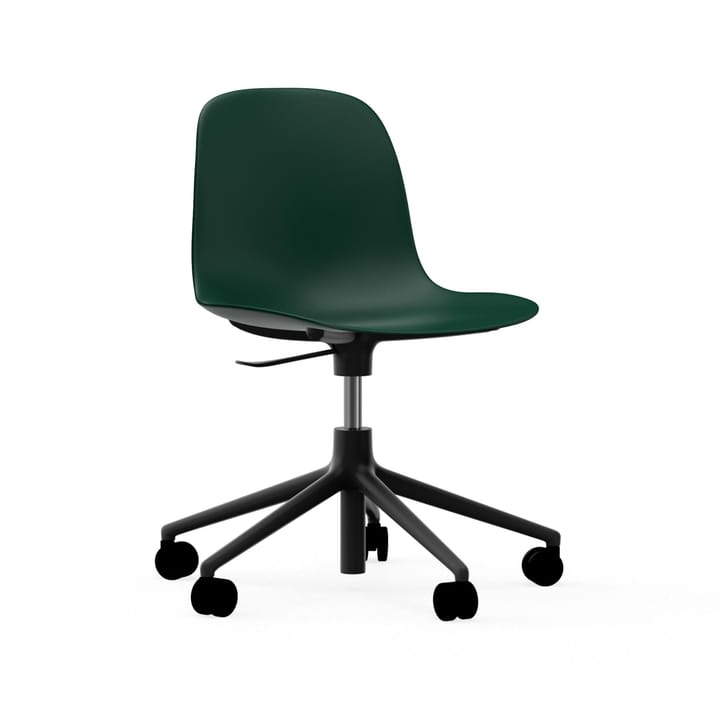 Form swivel chair, 5W office chair, Green, black aluminium, wheels Normann Copenhagen