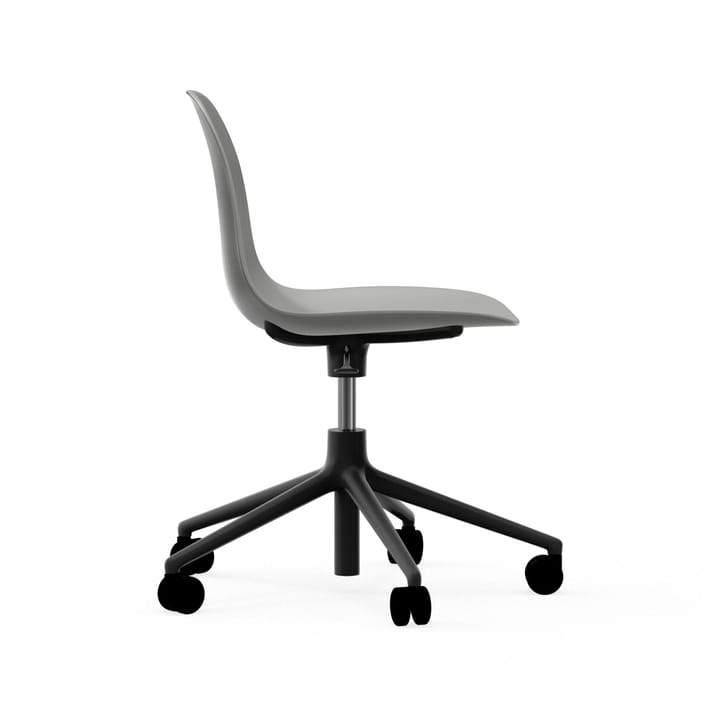 Form swivel chair, 5W office chair, Grey, black aluminium, wheels Normann Copenhagen