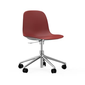 Form swivel chair, 5W office chair - Red, aluminium, wheels - Normann Copenhagen