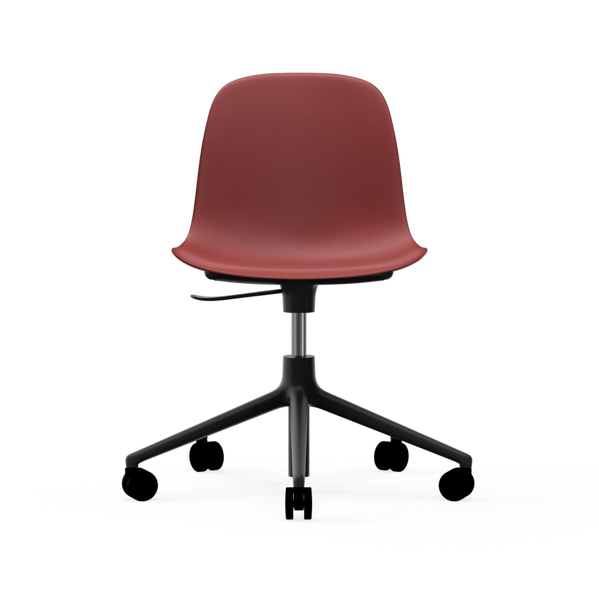 Normann Copenhagen Form swivel chair, 5W office chair Red, black aluminium, wheels