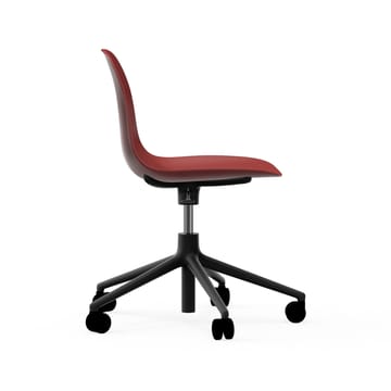 Form swivel chair, 5W office chair - Red, black aluminium, wheels - Normann Copenhagen