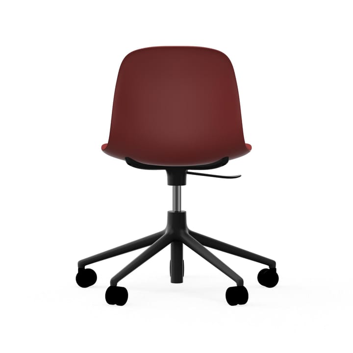 Form swivel chair, 5W office chair, Red, black aluminium, wheels Normann Copenhagen