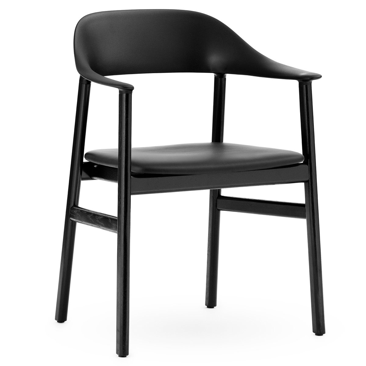 Normann Copenhagen Herit chair arm rest & leather upholstery black oak Black