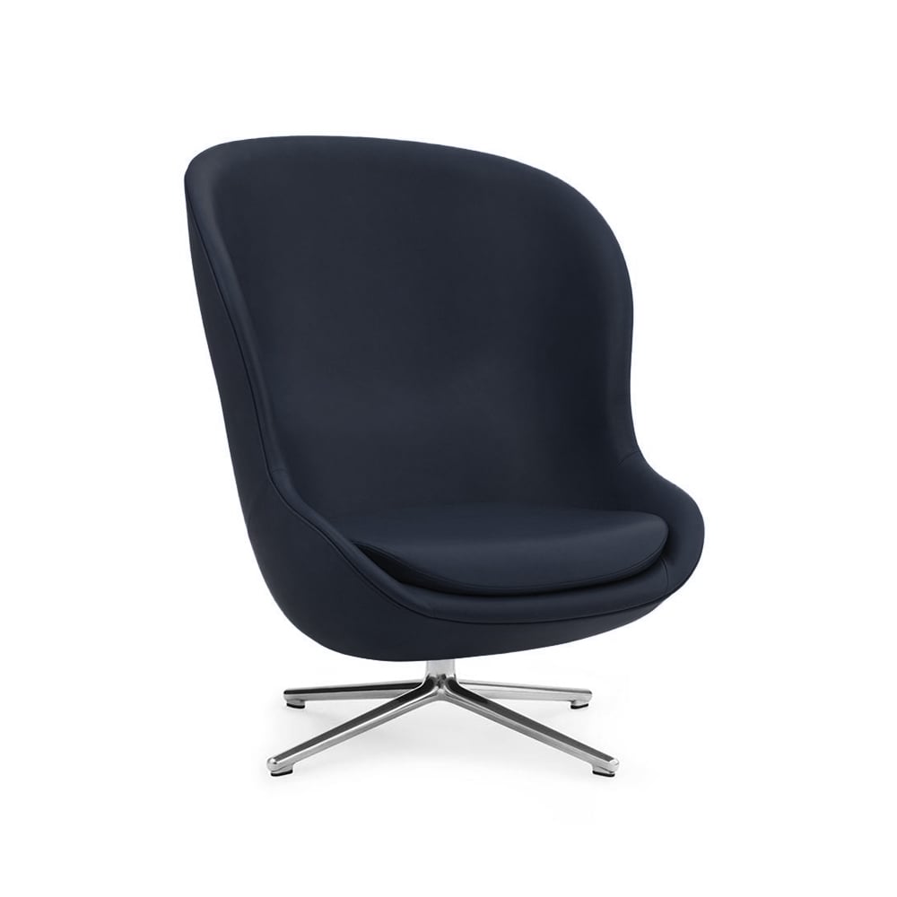 Normann Copenhagen Hyg armchair Leather ultra 41573 navy, base in aluminium