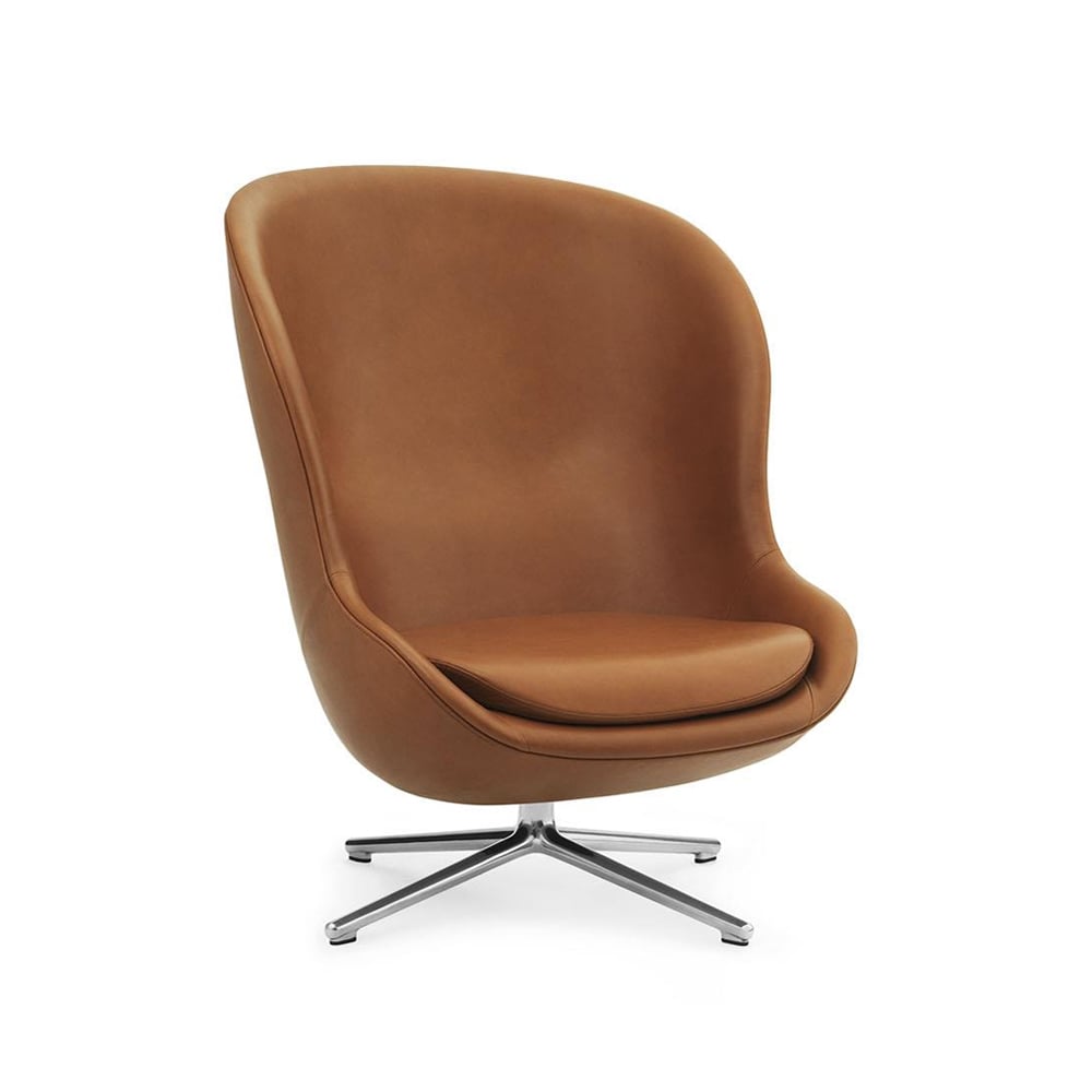 Normann Copenhagen Hyg armchair Leather ultra 41574 brandy, base in aluminium