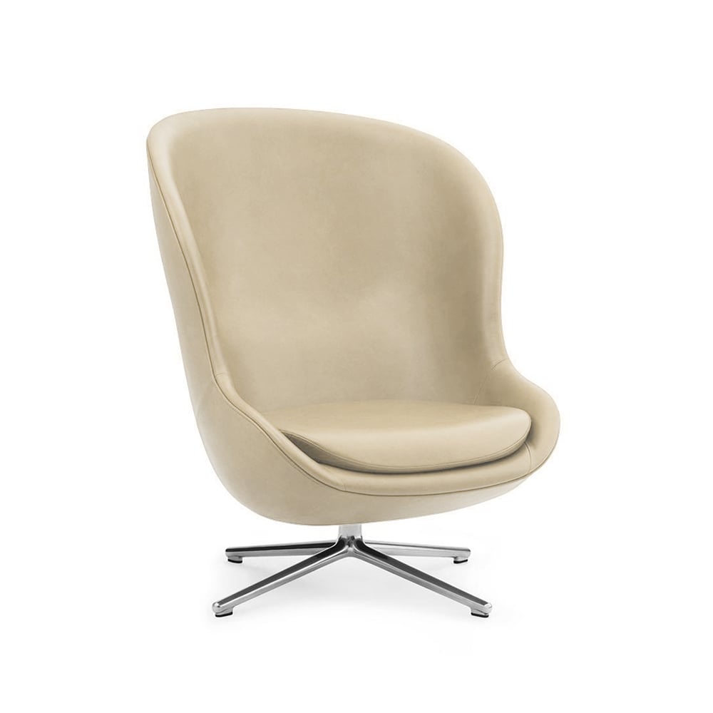 Normann Copenhagen Hyg armchair Leather ultra 41583 marble, base in aluminium