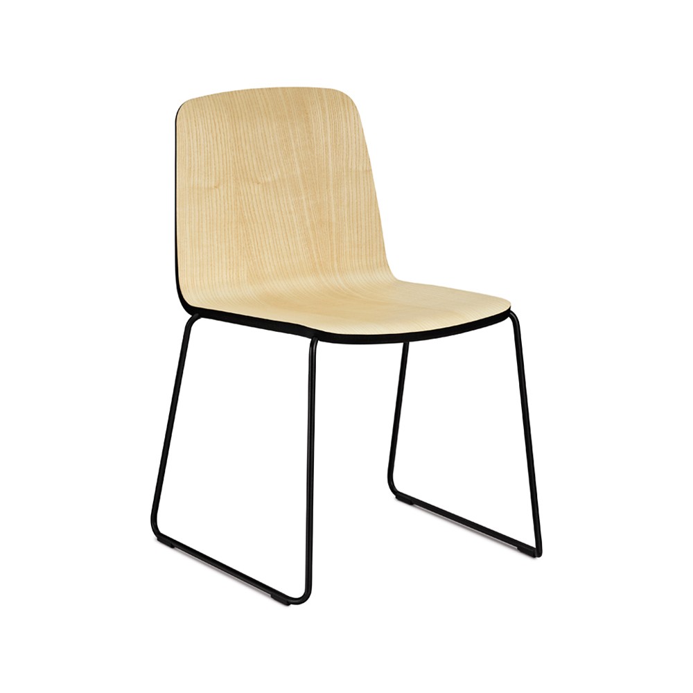 Normann Copenhagen Just chair Ash, veneer, black edge, black metal stand