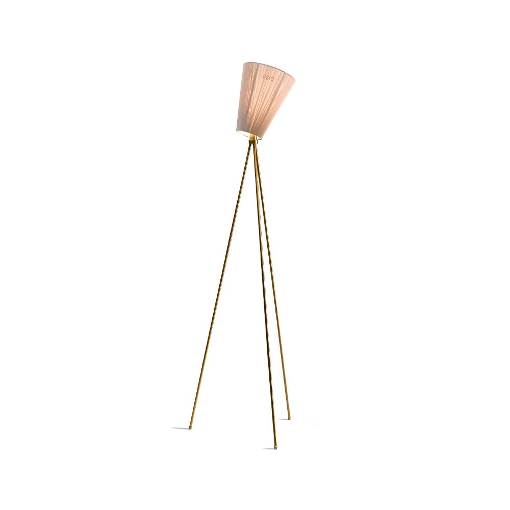 Northern Oslo Wood Floor lamp Beige, golden stand