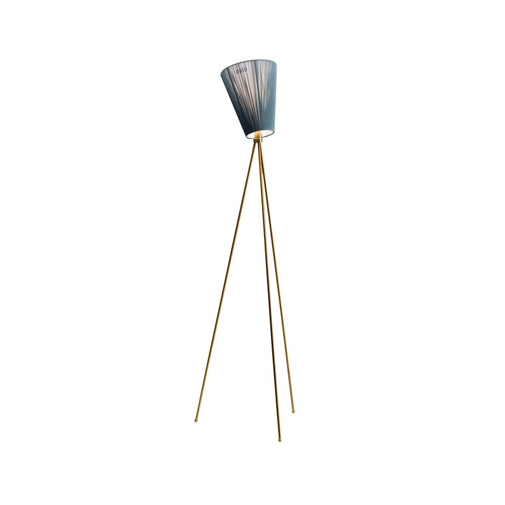 Northern Oslo Wood Floor lamp Green, golden stand