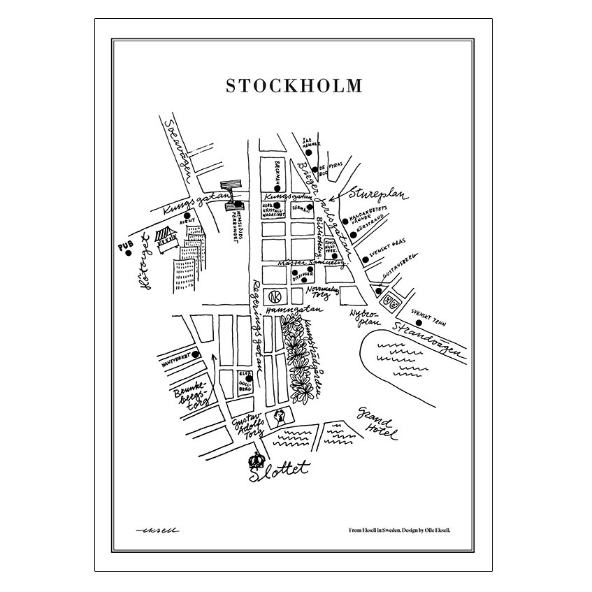 Olle Eksell Stockholm poster 50x70 cm | Scandinavian Design | Posters | Black