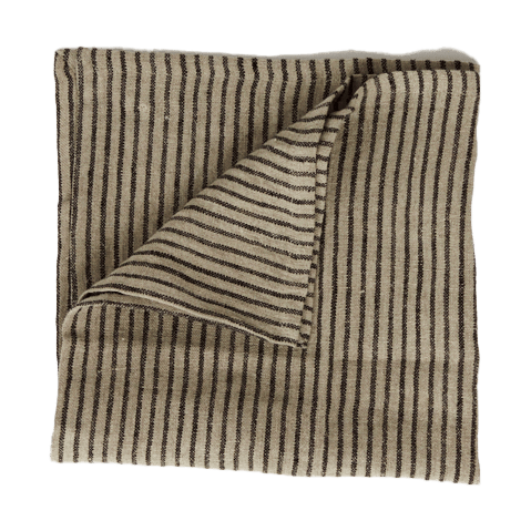 Stripe linen napkin 45x45 cm, Black Sand Olsson & Jensen