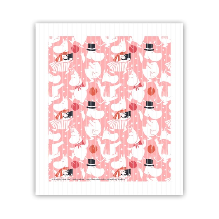 Moomin celebration dishcloth 17x14.5 cm - White-pink - Opto Design