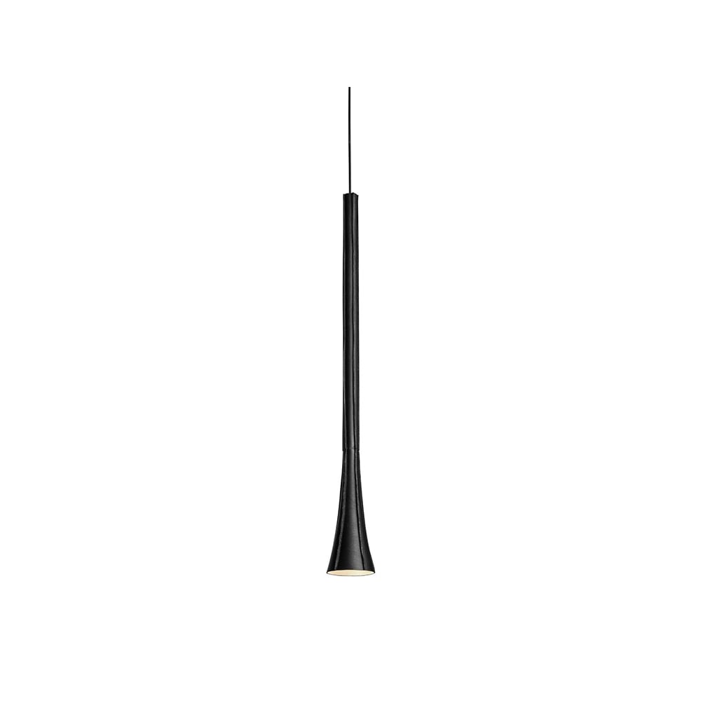 Örsjö Belysning Boa pendant lamp Black, leather-covered metal shade