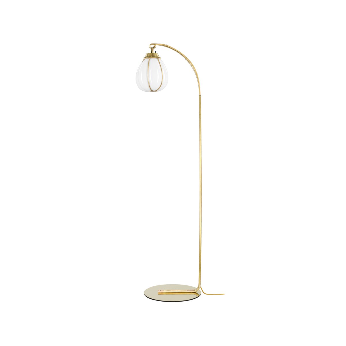 Örsjö Belysning Hobo floor lamp Brass raw, mouth blown opal glass