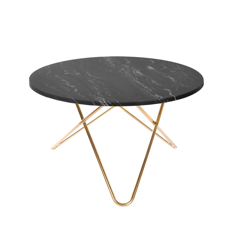 OX Denmarq Big O Table dining table Marble marquina. brass stand