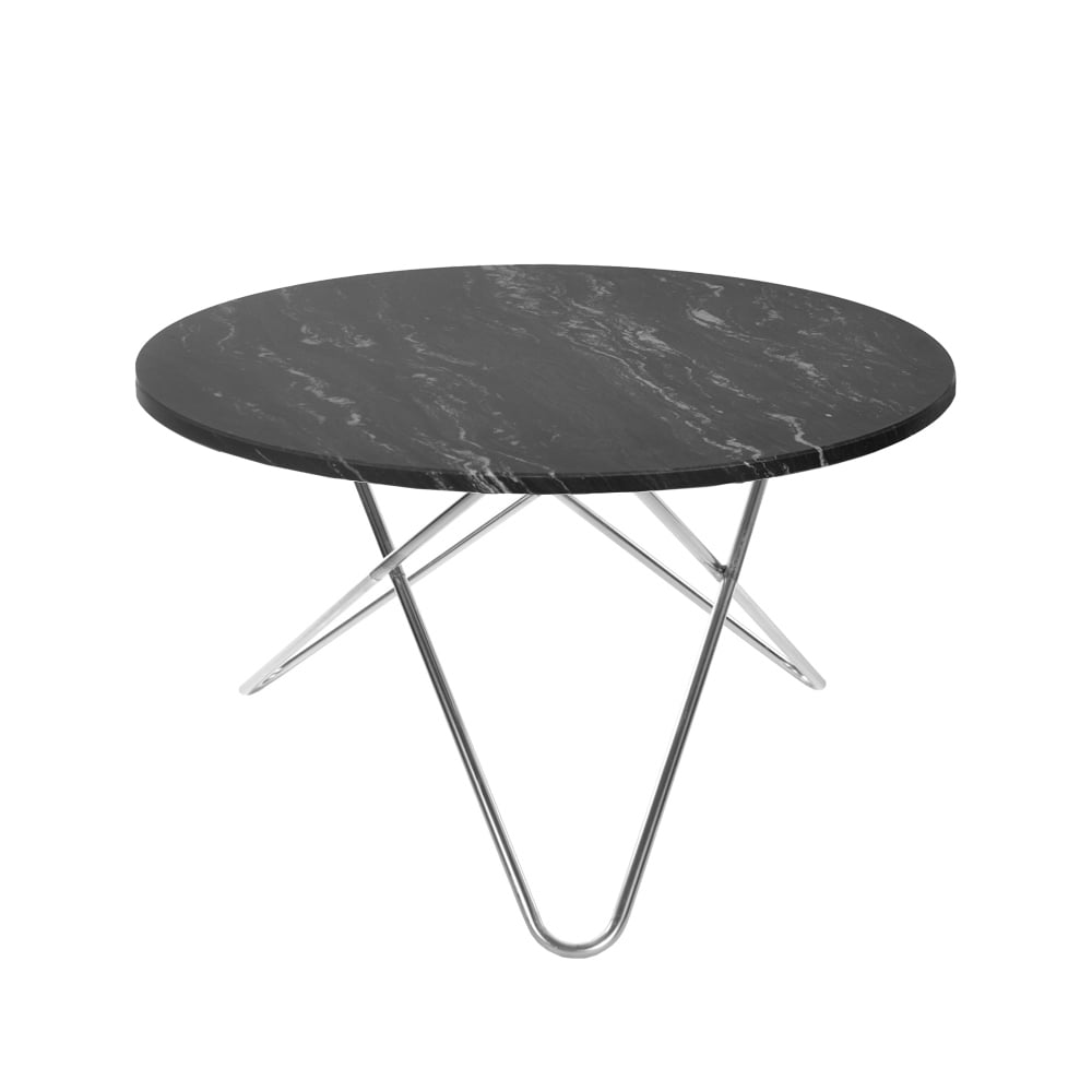 OX Denmarq Big O Table dining table Marble marquina. stainless steel stand