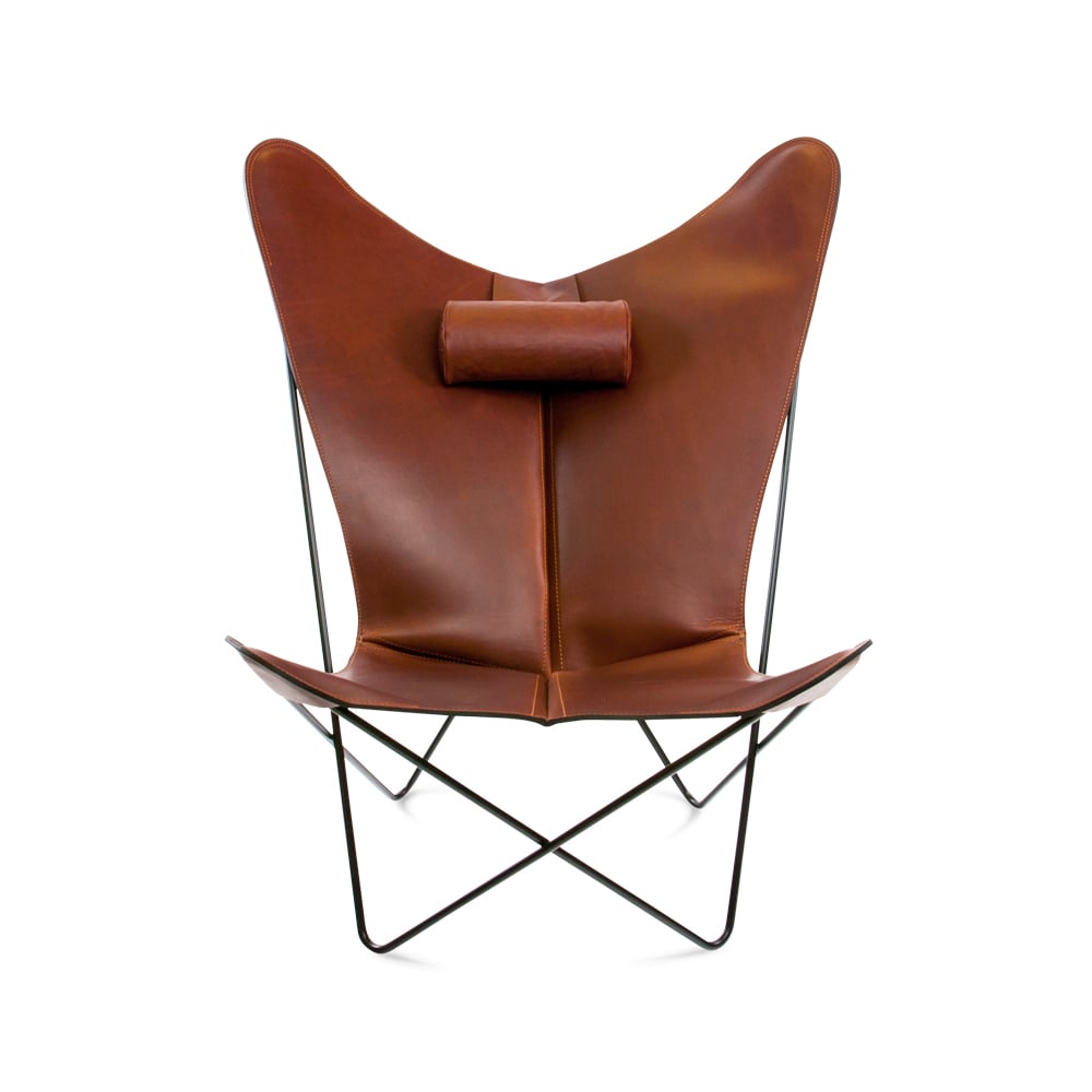 OX Denmarq KS Chair bat armchair Leather cognac. black stand