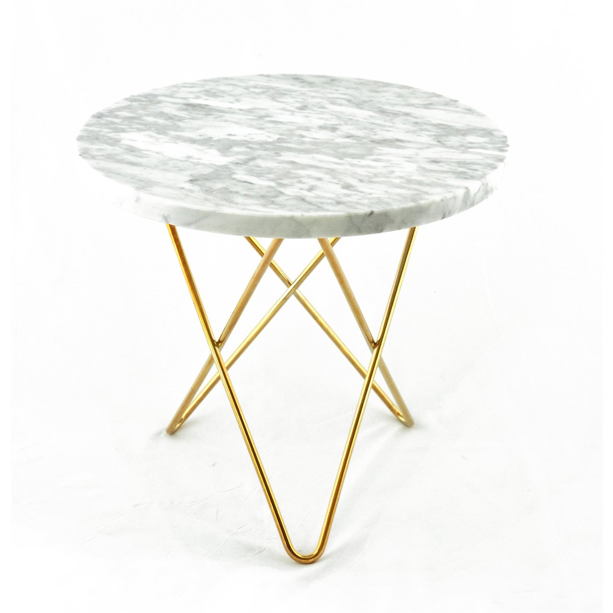 OX Denmarq Mini O sideboard Ø40 H37, brass base White marble