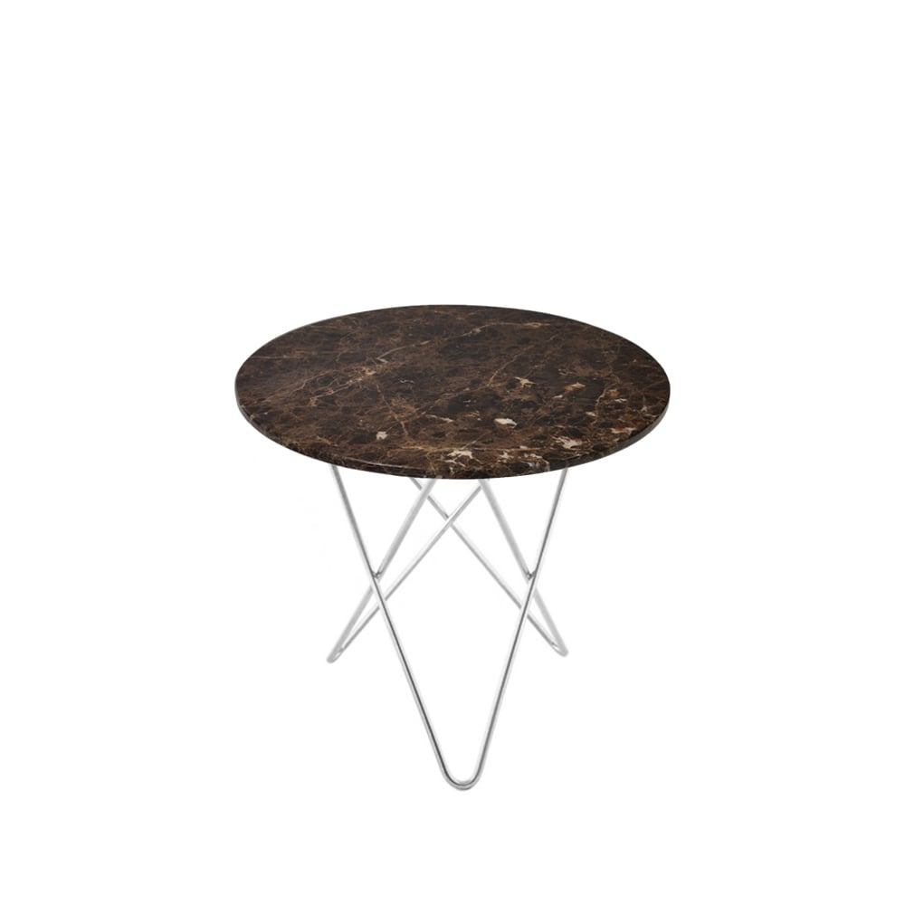 OX Denmarq Mini O Table coffee table marble brown. stainless steel stand