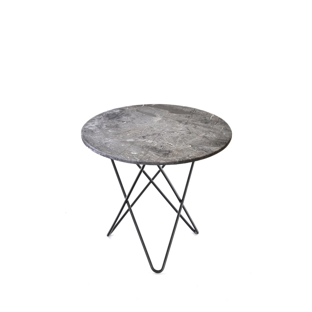 OX Denmarq Mini O Table coffee table marble grey. black laquered stand