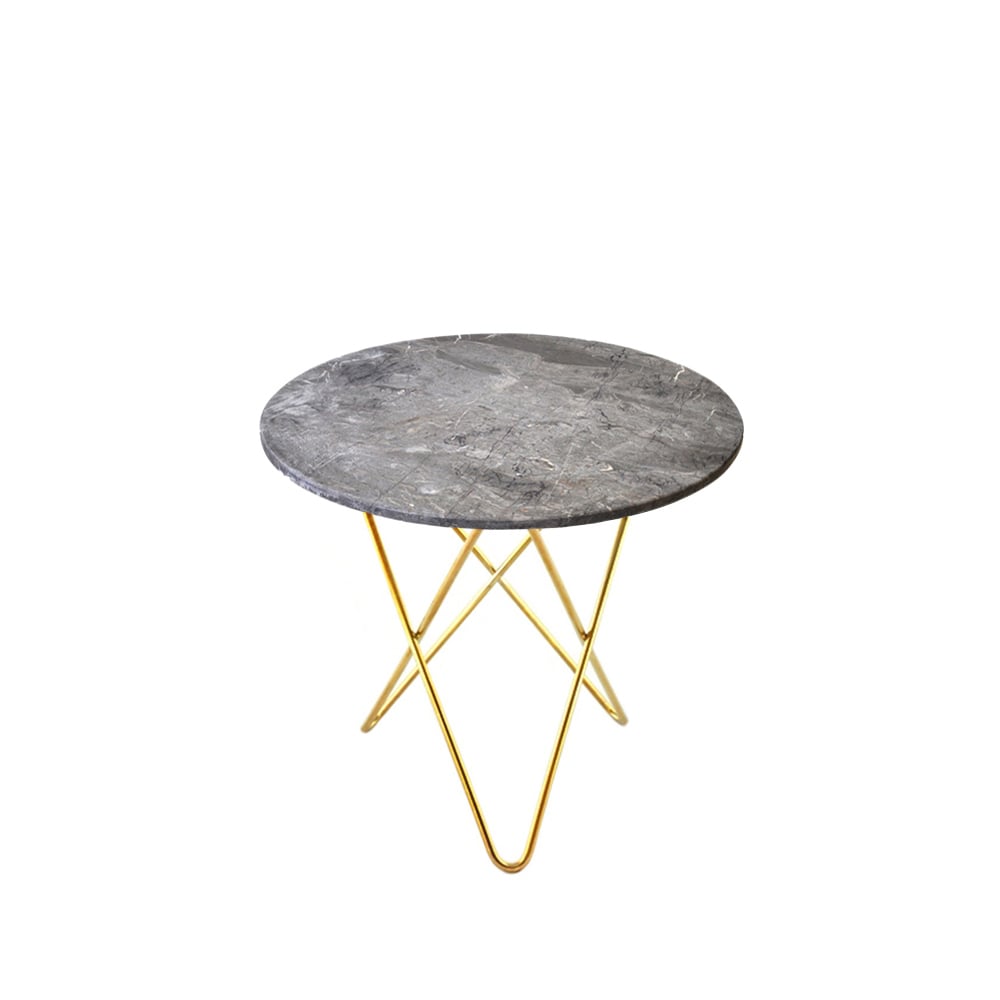 OX Denmarq Mini O Table coffee table Marble grey. brass stand