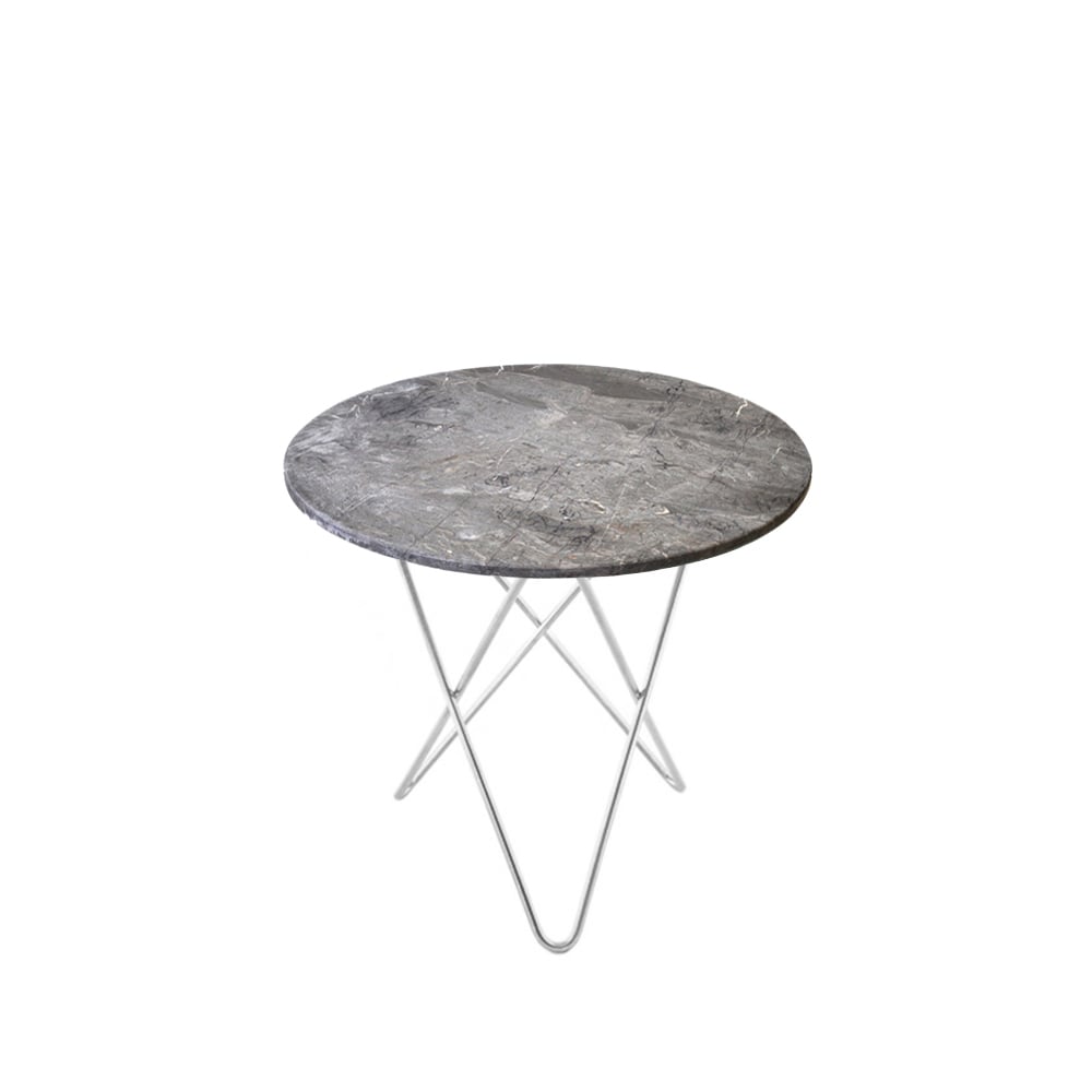 OX Denmarq Mini O Table coffee table Marble grey. stainless steel stand