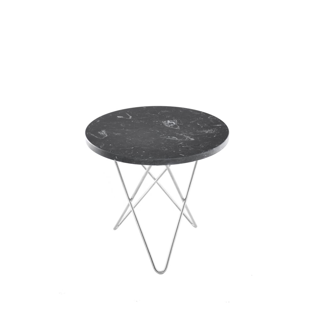 OX Denmarq Mini O Table coffee table Marble marquina. stainless steel stand