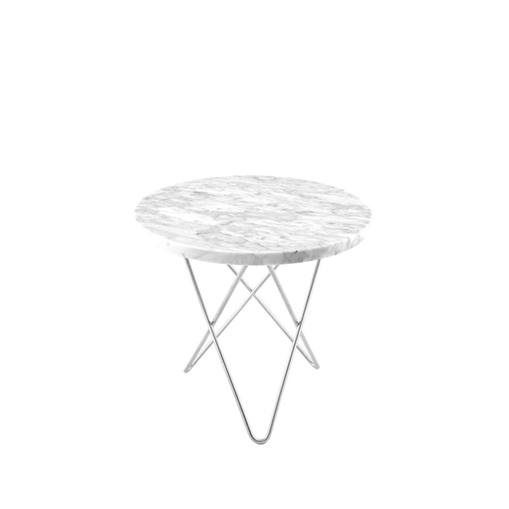 OX Denmarq Mini O Table coffee table Marble white. stainless steel stand