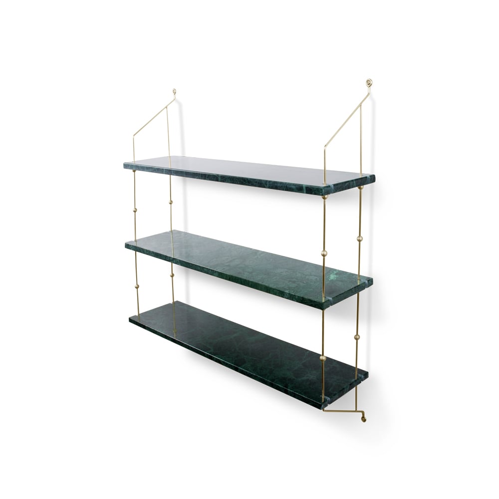 OX Denmarq Morse shelf marble green. frame in brass