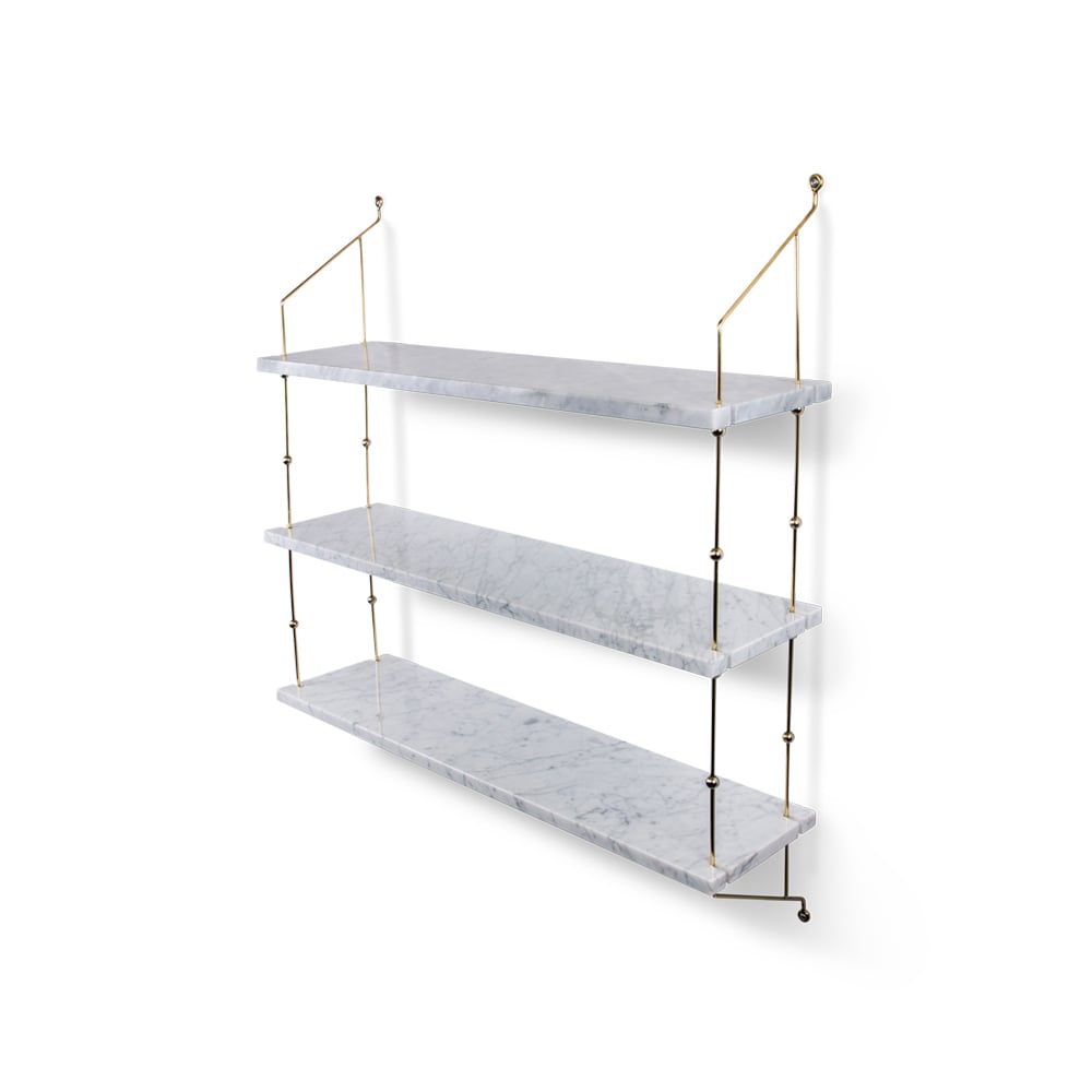 OX Denmarq Morse shelf marble white. frame in brass