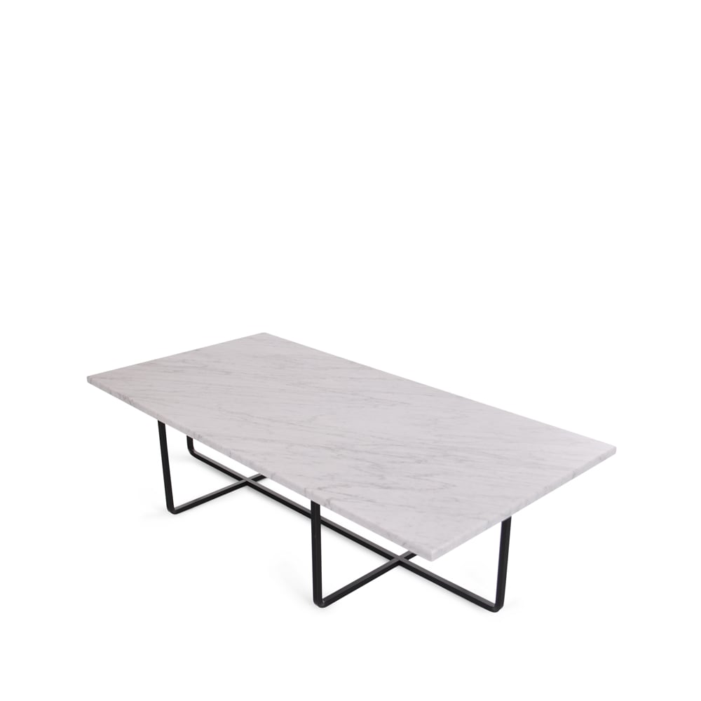 OX Denmarq Ninety coffee table rectangular marble carrara. black stand