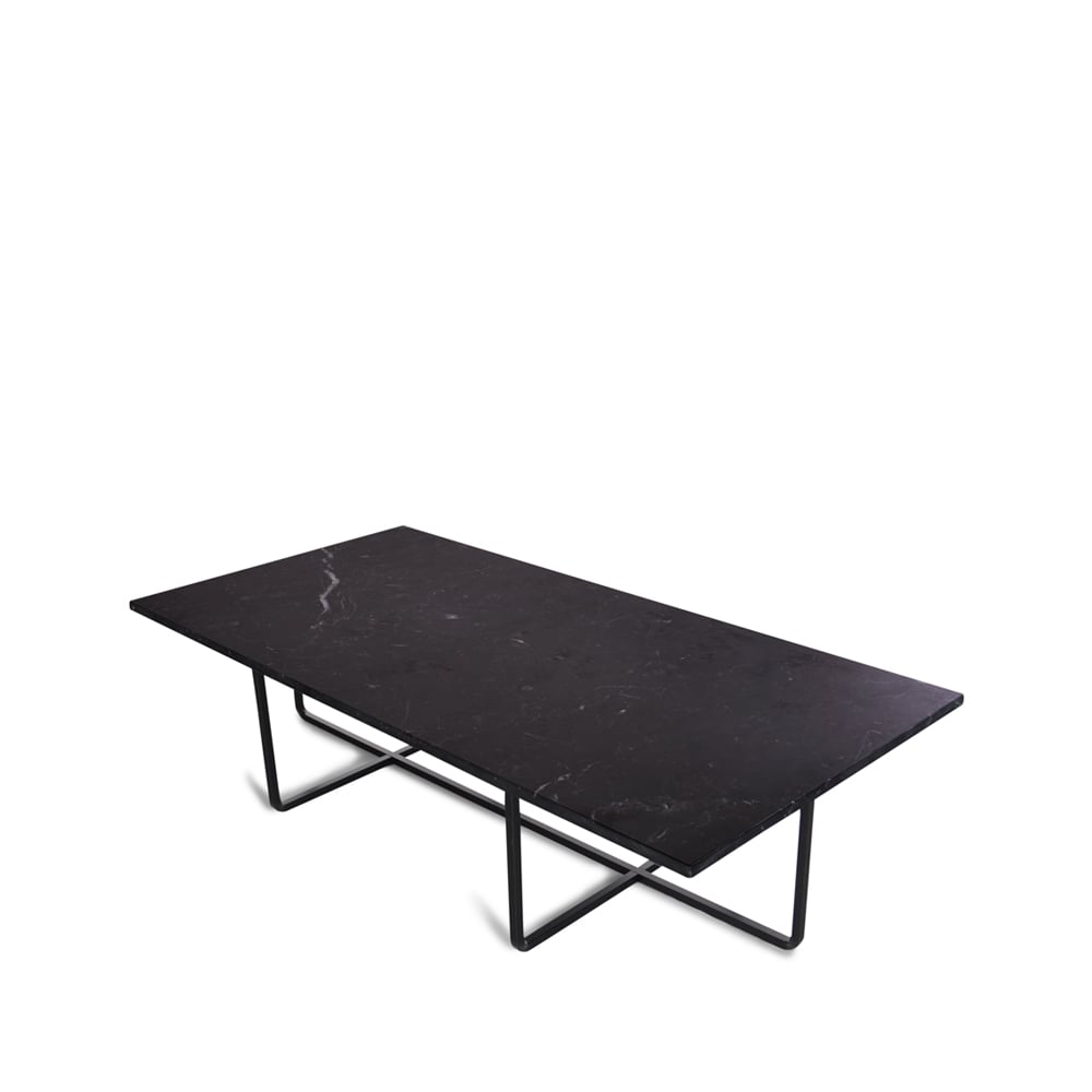 OX Denmarq Ninety coffee table rectangular marble marquina. black stand