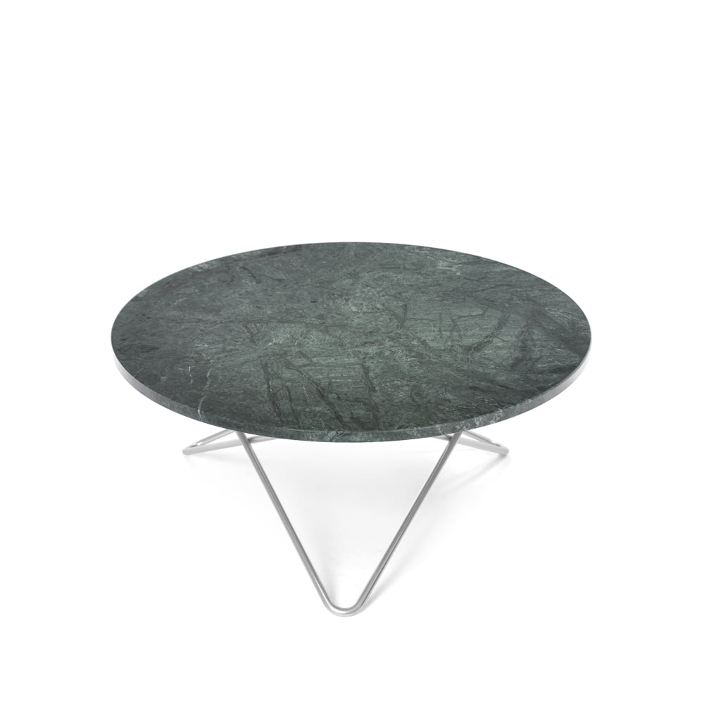 OX Denmarq O Table coffee table marble green. stainless steel stand