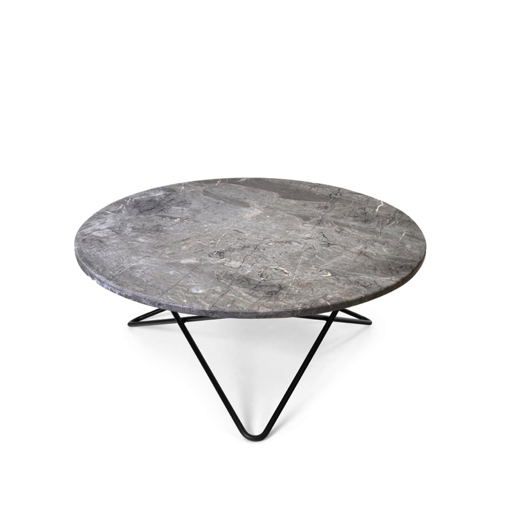 OX Denmarq O Table coffee table Marble grey. black laquered stand