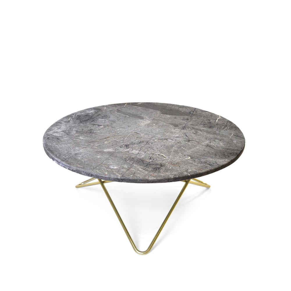 OX Denmarq O Table coffee table Marble grey. brass stand