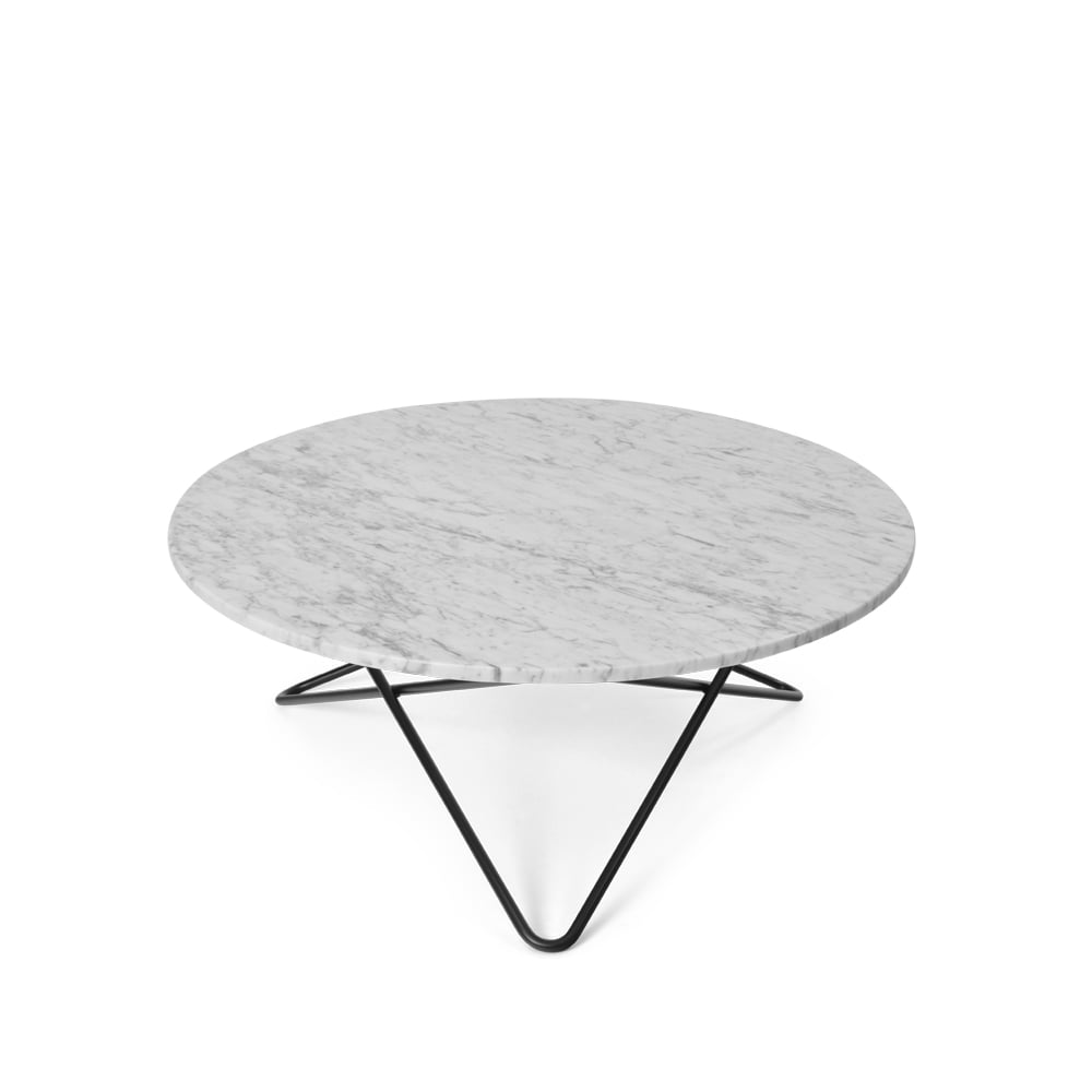 OX Denmarq O Table coffee table Marble white. black laquered stand