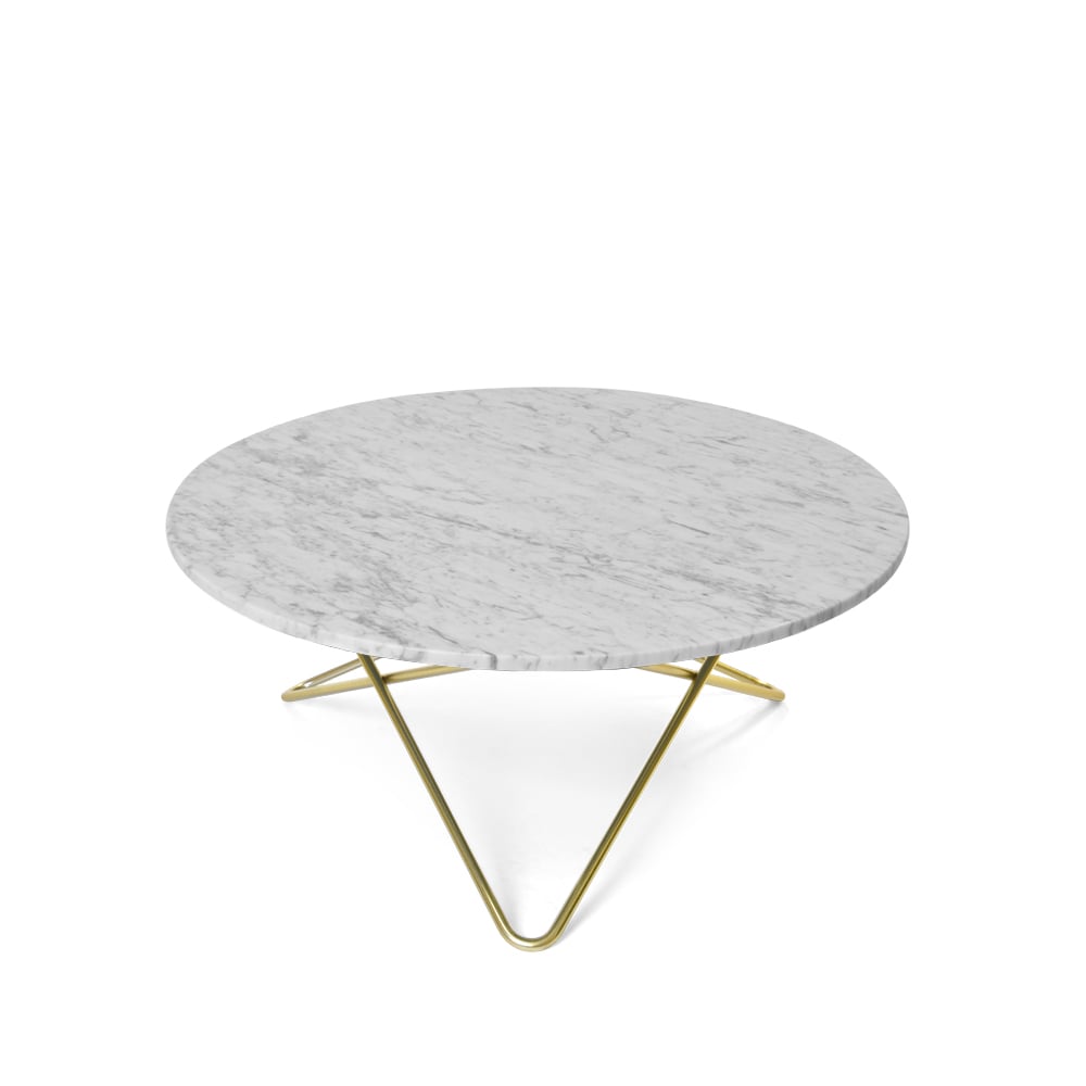 OX Denmarq O Table coffee table marble white. brass stand