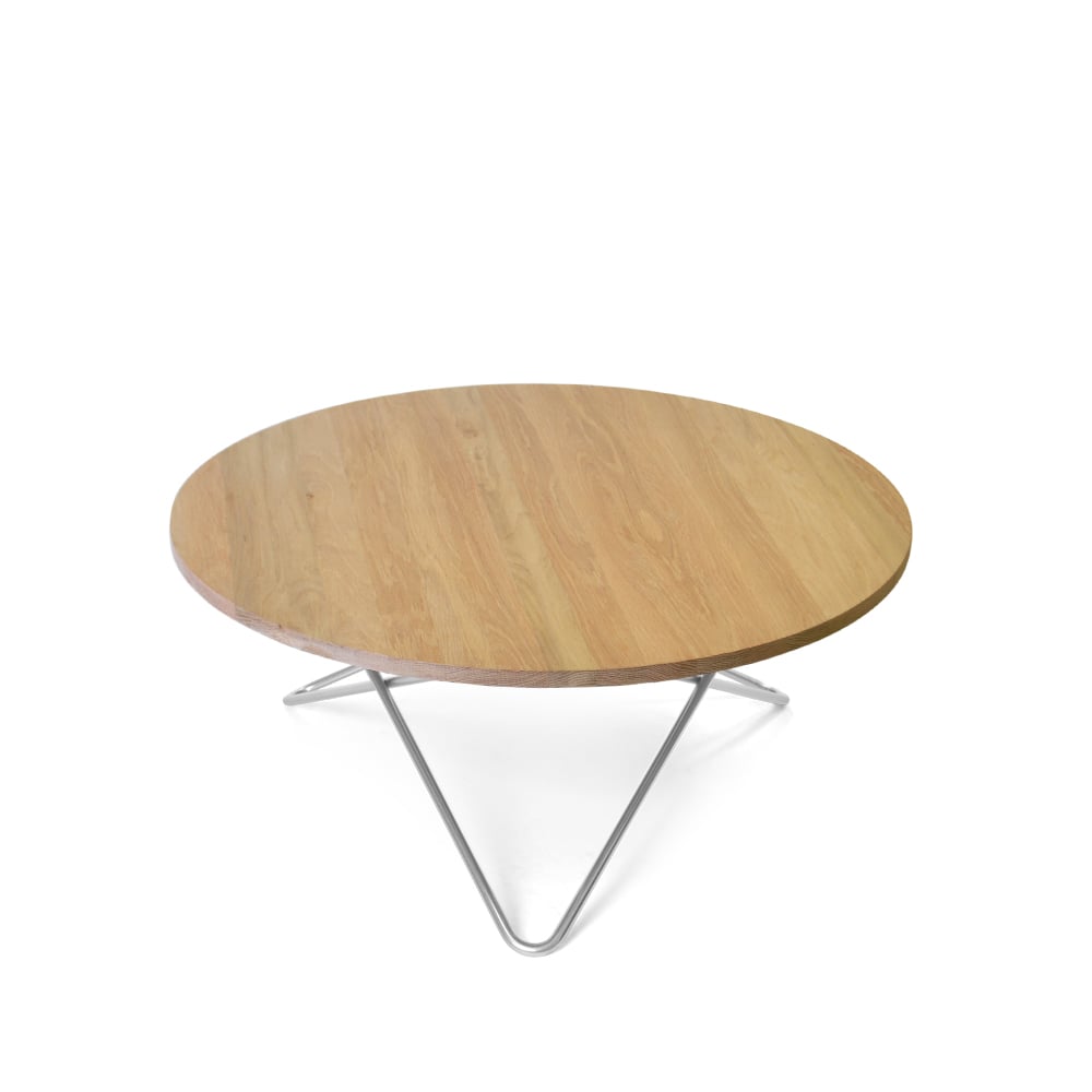 OX Denmarq O Table coffee table Oak mattlack. stainless steel stand